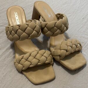 Soda Women's Tan Braided Sandals